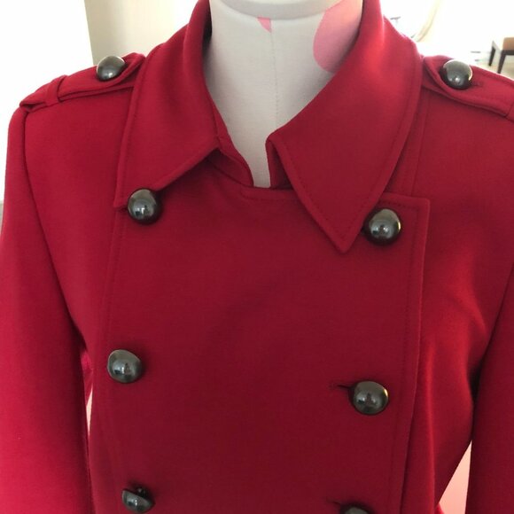 Planet Classic Double Breasted 12 Button Lined Collared Blazer Jacket Red Sz 8 - Picture 7 of 16